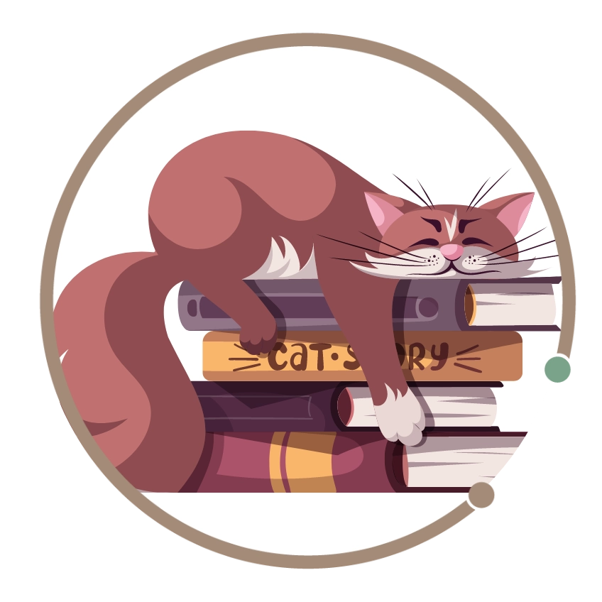 kot na książkach